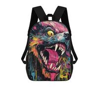 sinyumoney Colorful Wolf Artwork -11 Mochila Escolar Impresa En 3D Para Niños, Mochila Escolar, Mochilas De Viaje, Bolso Informal De Moda Para Niños Y Estudiantes 17inch