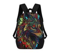 sinyumoney Colorful Wolf Artwork -2 Mochila Escolar Infantil, Mochilas Impresas En 3D, Mochilas Escolares De Moda Para Niños De Primaria Y Secundaria 17inch
