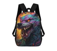 sinyumoney Colorful Wolf Artwork -7 Mochila Escolar Impresa En 3D Para Niños, Mochila Escolar, Mochilas De Viaje, Bolso Informal De Moda Para Niños Y Estudiantes 17inch