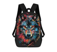 sinyumoney Colorful Wolf Face Art Print Mochilas Escolares Para La Escuela Secundaria, Preparatoria, Universidad Y Viajes Para Niños/niñas/adolescentes 17inch