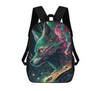 sinyumoney Colorful Wolf Fantasy Art Mochila Escolar Para Niñas Mochila Impermeable Mochila Informal De Día Mochila Ligera Para Niño Y Niña Mochila Escolar 17inch