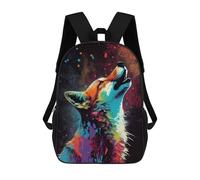 sinyumoney Colorful Wolf Painting-1 Mochila Escolar Infantil Impresa En 3D Para Niños, Mochilas De Viaje, Bolsas Para Libros Para Niños Estudiantes De Primaria 17inch