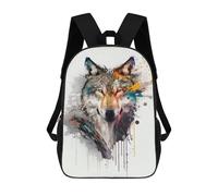 sinyumoney Colorful Wolf Portrait-10 Mochilas Para Niños Mochila Escolar Mochila Escolar Impresa En 3D Para Niños Estudiantes De Primaria Y Secundaria 17inch