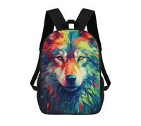 sinyumoney Colorful Wolf Portrait-13 Mochila Escolar Para Niñas Y Niños, Mochilas De Gran Capacidad, Mochilas Ligeras Para Niños Y Estudiantes 17inch