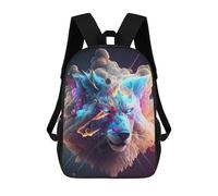 sinyumoney Colorful Wolf Portrait -8 Mochila Infantil, Mochila Escolar Impresa En 3D, Mochila Para Niños Y Niñas, Mochila Escolar Ajustable Para La Escuela Primaria 17inch