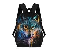 sinyumoney Colorful Wolf Portrait Artwork Mochilas Infantiles Impresas En 3D, Mochilas De Moda Informales, Mochilas De Viaje Bonitas, Mochilas Informales Para Exteriores Para Niños Y Niñas 17inch