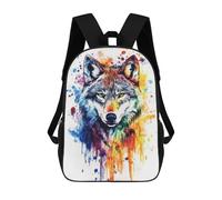sinyumoney Colorful Wolf Watercolor Mochila Escolar Para Niños Mochila Escolar Impresa En 3D Mochila Escolar De Moda Para Niños De Primaria Y Secundaria 17inch