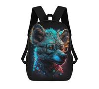 sinyumoney Colorful Wolf with Glasses Art Print Mochila Infantil De 17 Pulgadas, Mochila Escolar Con Estampado 3D De Dibujos Animados Para Niños Y Adolescentes.