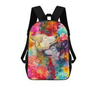 sinyumoney Colorful Wolves in Flowers Mochila Escolar Infantil De 17 Pulgadas Con Estampado 3D De Películas De Anime Para Niños, Mochila De Viaje, Mochila Escolar Infantil