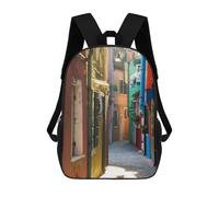sinyumoney Colors of Burano Venice Mochilas Para Niños Mochila Escolar Mochila Escolar Impresa En 3D Mochilas Escolares De Moda Para Niños De Primaria Y Secundaria 17inch