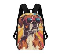 sinyumoney Cool Boxer Dog with Sunglasses Mochila Escolar Para Niños Mochila Escolar Impresa En 3D Mochila Escolar De Moda Para Niños De Primaria Y Secundaria 17inch