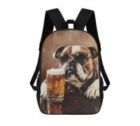 sinyumoney Cool Bulldog with Beer Painting Mochila Escolar Infantil Estampada Para Adultos Y Niños, Mochila De Viaje Para El Día A Día 17inch