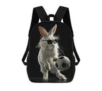 sinyumoney Cool Bunny with Soccer Ball Mochila Escolar Infantil De Moda Informal Mochilas Infantiles Impresas En 3D Mochila Grande Para Niño 17inch