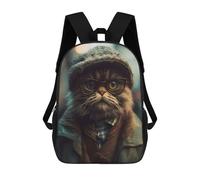 sinyumoney Cool Cat Hipster Portrait Mochila Escolar Para Niños, Mochila Escolar De Gran Capacidad Para Niños, Mochila Escolar 3D, Regalos Para Niños 17inch
