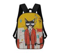 sinyumoney Cool Cat in Red Suit Mochila Infantil, Mochila Escolar De Gran Capacidad Para Estudiantes, Mochila Para Libros, Mochila Para Niños, Niñas, Adultos Y Adolescentes 17inch