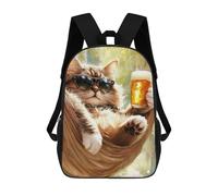 sinyumoney Cool Cat Relaxing with Beer Mochilas Para Niños Mochila Escolar Mochila Escolar Impresa En 3D Mochilas Escolares De Moda Para Niños De Primaria Y Secundaria 17inch