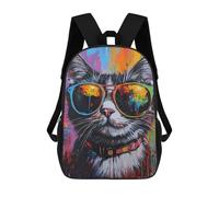 sinyumoney Cool Cat Sunglasses Abstract Painting Mochila Infantil Para Niñas Y Niños, Mochila De Día, Escuela Primaria, Perfecta Para La Vuelta Al Cole O Educación Física, Regalos Y Viajes 17inch