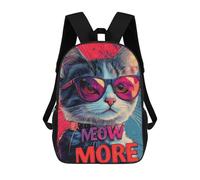sinyumoney Cool Cat with Sunglasses And Meow More Mochila Escolar Infantil, Mochilas Impresas En 3D, Mochilas Escolares De Moda Para Niños De Primaria Y Secundaria 17inch