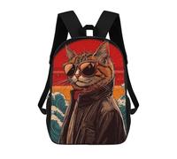 sinyumoney Cool Cat with Sunglasses Mochila Escolar De Moda Para Estudiantes, Adecuada Para Niños Y Niñas, Mochila Informal Para Viajes Al Aire Libre, Esencial Para El Día A Día 17inch