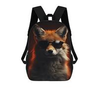 sinyumoney Cool Fox With Sunglasses Mochila Infantil De 17 Pulgadas, Mochila Escolar Con Estampado 3D De Dibujos Animados Para Niños Y Adolescentes.