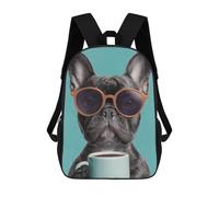 sinyumoney Cool French Bulldog with Coffee Mug Mochila Escolar Infantil De 17 Pulgadas Con Estampado 3D De Películas De Anime Para Niños, Mochila De Viaje, Mochila Escolar Infantil