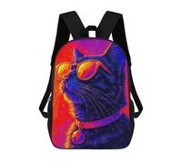 sinyumoney Cool Neon Cat with Sunglasses Mochila Escolar De Moda Para Estudiantes, Adecuada Para Niños Y Niñas, Mochila Informal Para Viajes Al Aire Libre, Esencial Para El Día A Día 17inch