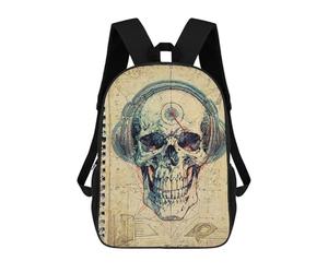 Sinyumoney Cool Opossum Animals Mochila escolar para niñas y niños, mochila con bolsillo, mochila de moda para niños, Rad Music Skull Sketchbook, 17"