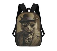 sinyumoney Cool Vintage Cat Mochilas Para Niños Mochila Escolar De Moda Mochila Escolar Impresa En 3D Para Niños Estudiantes De Primaria Y Secundaria 17inch