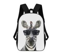 sinyumoney Cool Zebra with Sunglasses Mochilas De 17 Pulgadas Para Niños, Mochilas Escolares Impresas En 3D Para Estudiantes De Primaria Y Secundaria, Para Niños Y Niñas.