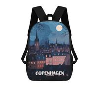 sinyumoney Copenhagen, Denmark at Night Mochila Escolar Infantil Impresa En 3D Para Niños, Mochila De Viaje De Alta Capacidad, Bolsas Para Libros, Mochila Escolar Infantil 17inch