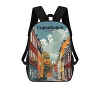 sinyumoney Copenhagen Denmark Cityscape Art Print Mochilas Para Niños Y Estudiantes, Mochilas Escolares Impresas En 3D, Mochilas Para Estudiantes De Primaria Y Secundaria Para Niños Y Niñas 17inch