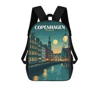 sinyumoney Copenhagen, Denmark Cityscape at Night Mochila Escolar Infantil De Moda Informal Mochilas Infantiles Impresas En 3D Mochila Grande Para Niño 17inch