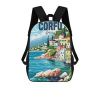 sinyumoney Corfu Greece Island Mochilas Impresas En 3D 17inch Mochila Escolar Infantil Para Exteriores, Mochila Informal De Día, Bolsas De Viaje Informales Para Estudiantes De Secundaria
