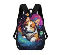 sinyumoney Corgi Astronaut in Space -9 Mochila Escolar Infantil De 17 Pulgadas, Impresa En 3D, Estilo Casual, Para Niños, Ideal Para Viajes, Como Mochila Escolar O Para Llevar Libros.