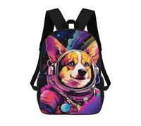 sinyumoney Corgi Astronaut Space Suit Mochila Escolar De 17 Pulgadas Para Adolescentes, Con Estampado 3D, Ajustable Y Con Bolsillos, Ideal Para Niños, Niñas Y Estudiantes.