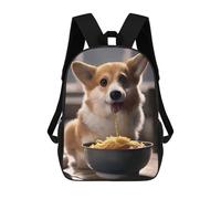 sinyumoney Corgi Dog Eating Ramen Mochila Escolar Para Niñas Mochila Impermeable Mochila Informal De Día Mochila Ligera Para Niño Y Niña Mochila Escolar 17inch