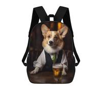 sinyumoney Corgi Dog in The Bar Mochila, Mochila Infantil, Mochila Escolar Para Estudiantes, Mochila Para Libros, Mochila Escolar Impresa En 3D Para Niños Y Niñas 17inch