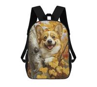sinyumoney Corgi in Autumn Leaves Mochila Escolar Infantil De 17 Pulgadas, Impresa En 3D, Estilo Casual, Para Niños, Ideal Para Viajes, Como Mochila Escolar O Para Llevar Libros.