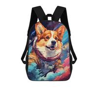 sinyumoney Corgi in Space Suit Mochila Escolar Infantil De 17 Pulgadas, Impresa En 3D, Estilo Casual, Para Niños, Ideal Para Viajes, Como Mochila Escolar O Para Llevar Libros.