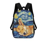 sinyumoney Corgi in Starry Night Mochila Escolar Para Niños De 17 Pulgadas, Mochila Informal De Viaje Para Niños Y Niñas, Mochila De Gran Capacidad Para El Día A Día 17inch