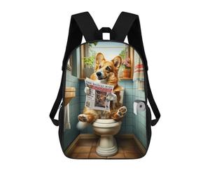 sinyumoney Corgi in The Bathroom Mochilas Para Niños Mochila Escolar Mochila Escolar Impresa En 3D Para Niños Estudiantes De Primaria Y Secundaria 17inch