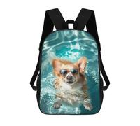sinyumoney Corgi Pool Sunglasses Sun Mochila Escolar Infantil Impresa En 3D, Mochila Informal De Moda Para Niños, Mochila De Viaje De Alta Capacidad Para Libros Para Niños 17inch