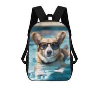 sinyumoney Corgi Pool Swimming Funny Mochila Escolar Infantil Impresa En 3D Para Niños, Mochila De Viaje De Alta Capacidad, Bolsas Para Libros, Mochila Escolar Infantil 17inch
