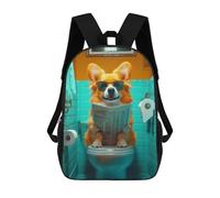 sinyumoney Corgi Reading on Toilet Mochila Escolar Infantil Impresa En 3D, Mochila Informal De Moda Para Niños, Mochila De Viaje De Alta Capacidad Para Libros Para Niños 17inch