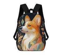 sinyumoney Corgi with Floral Pattern Animal Mochila Escolar De Moda, Mochila Para Material Escolar, Mochila Impermeable Informal Para Hombres/mujeres 17inch