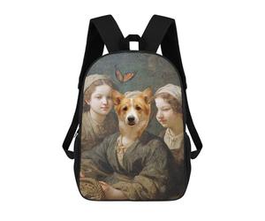 sinyumoney Corgi with Two Girls Mochila Grande Para Portátil Resistente Al Agua Para La Escuela - Perfecta Para Viajes, Trabajo Y Uso Diario 17inch