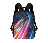 sinyumoney Cosmic Astronaut Rainbow Lights Mochila Escolar Infantil De 17 Pulgadas, Mochila Escolar Impresa En 3D Para Niños De Primaria Y Secundaria