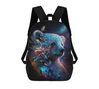sinyumoney Cosmic Bear with Flowers Mochila De Viaje Para La Universidad, Mochilas Para El Campus, Viajes Al Aire Libre Y Deportes 17inch