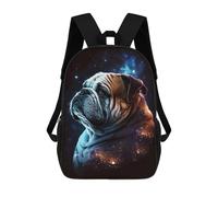 sinyumoney Cosmic Bulldog Portrait-2 Mochila Escolar Infantil Impresa En 3D Para Niños, Mochila De Viaje De Alta Capacidad, Mochilas Para Libros De 17 Pulgadas Para Niños