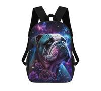 sinyumoney Cosmic Bulldog with Flowers Mochila Escolar Secundaria Informal Para Viajes, Mochilas Para La Escuela Secundaria, Para Acampar, Aventuras Al Aire Libre Y Viajes Diarios 17inch